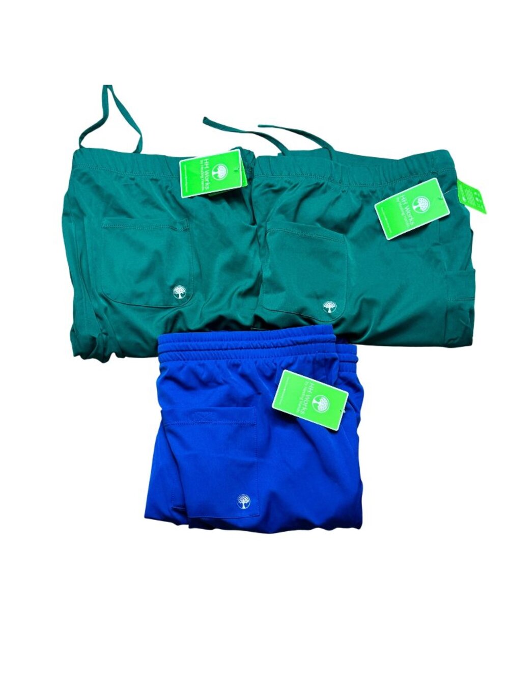 HH Works Healing Hands Scrub Pants 2XL Style 9590 Royal Blue Green Lot of 3 NEW